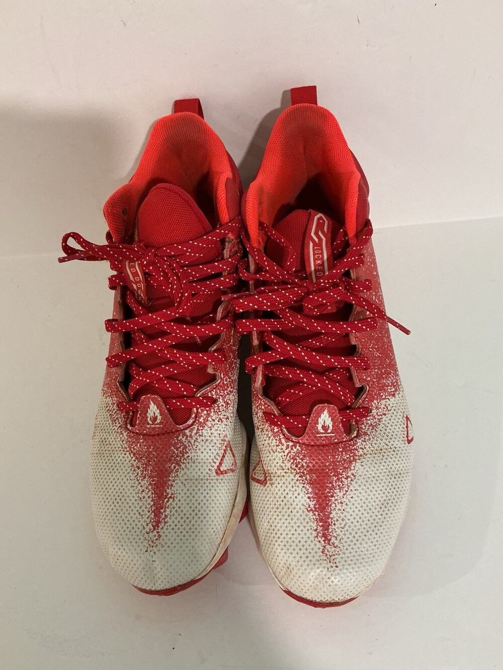 Under Armour Red White Locked Down Football Cleats Size 9